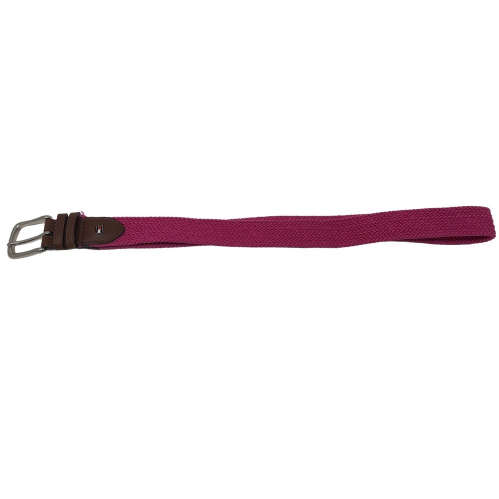 Tommy Hilfiger Mens Pink Woven Braided Bonded Leather Stretch Belt Size 32-34 - Picture 2 of 7
